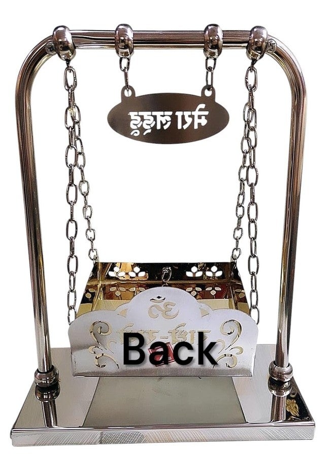 PARTISH Alloy Steel Jhula for Laddu Gopal Size 0 & 1 Number | Krishna Bal Gopal Jhula for Ladoo Gopal - Steel Swing for Kanha Ji | Thakur Ji | Janmashtami Palna for Home Temple Mandir - Image 5